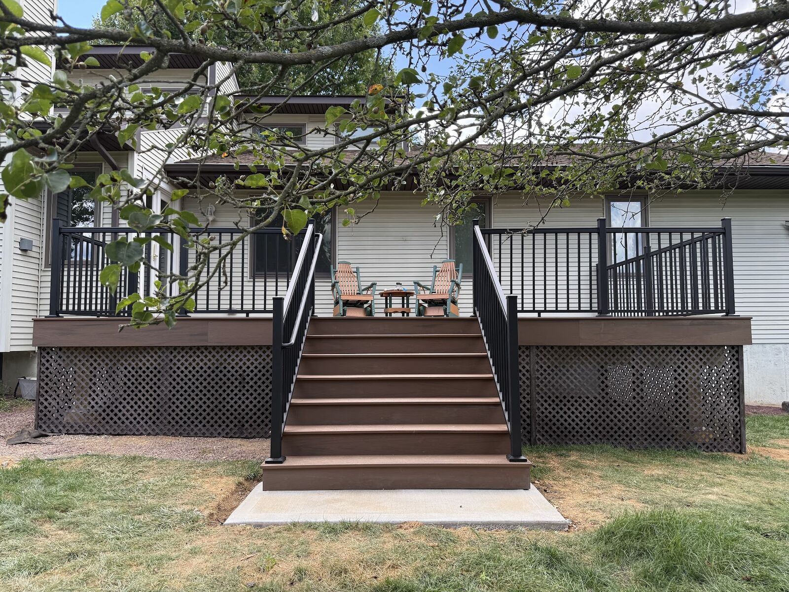 Deck Stairs with Lattice Skirting